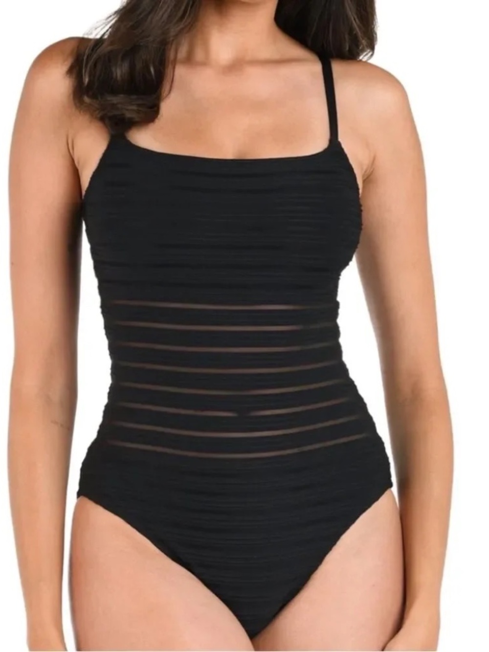 La Blanca Fluid Lines Lingerie One Piece w/ Mesh Detail Size 14